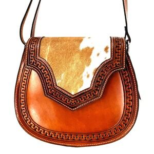 Justin Women's Serpentine Hair-On Crossbody Bag Tooled Leather Western Landman